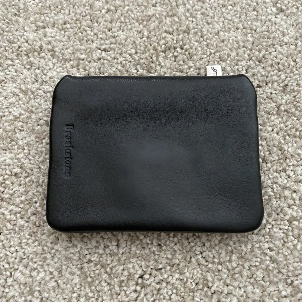 Brookstone Black Leather Coin ID Holder